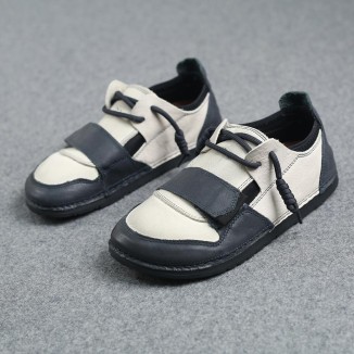 2021 Designer Shoes Oxford Lace Up Shoes Color Block Mori Girl Handmade Leather Shoes Blue/Apricot