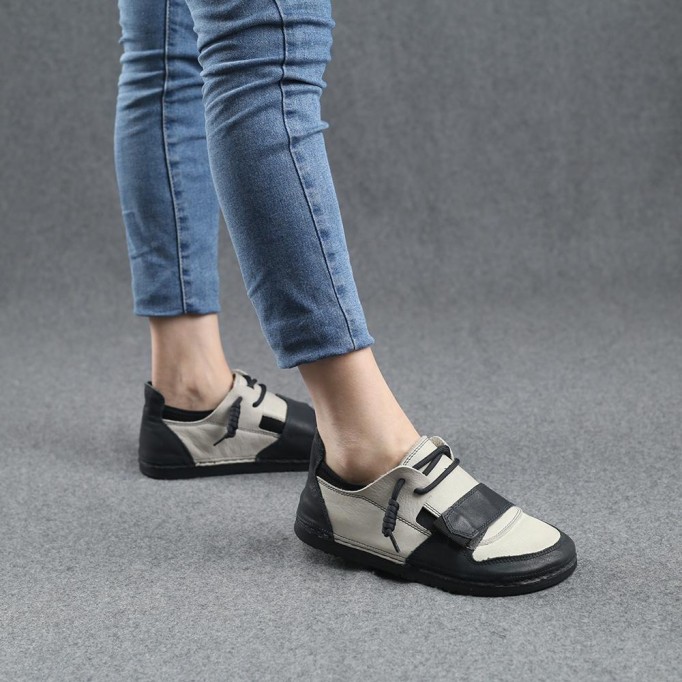 2021 Designer Shoes Oxford Lace Up Shoes Color Block Mori Girl Handmade Leather Shoes Blue/Apricot