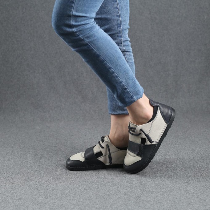 2021 Designer Shoes Oxford Lace Up Shoes Color Block Mori Girl Handmade Leather Shoes Blue/Apricot