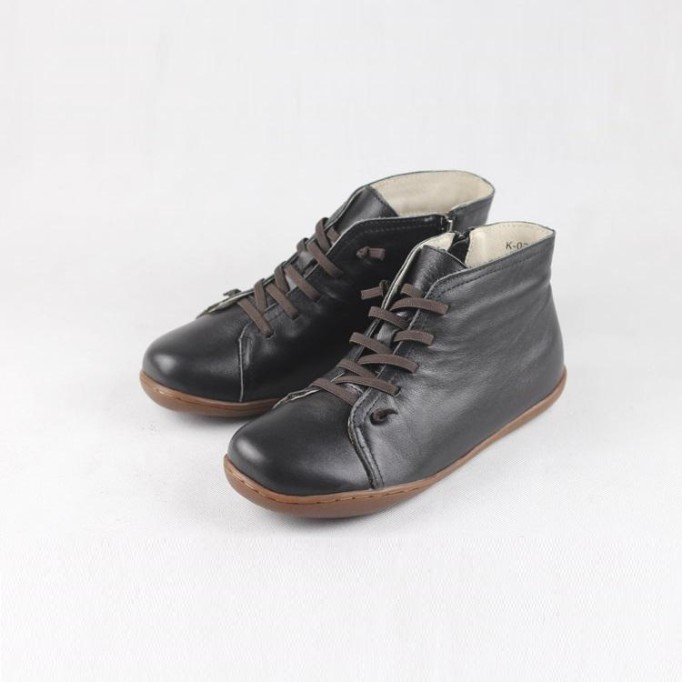 Retro Women Leather Ankle Boots Casual Walking Boots Soft Sole Flats Loafers