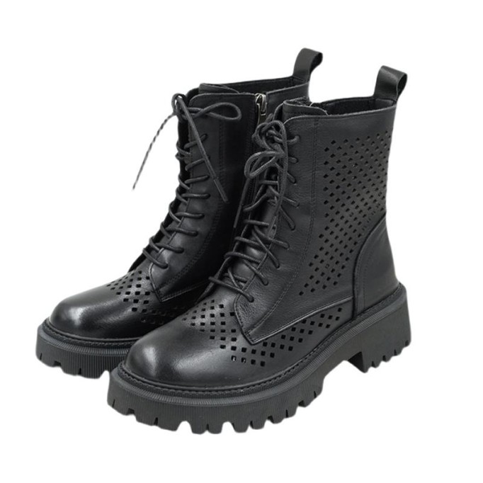 Handmade Genuine Leather Summer Boots Breathable Brown/Black/BrownNew/BlackNew