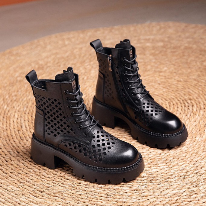 Handmade Genuine Leather Summer Boots Breathable Brown/Black/BrownNew/BlackNew