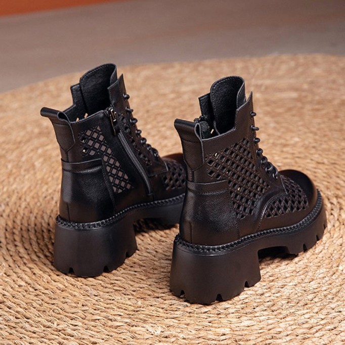 Handmade Genuine Leather Summer Boots Breathable Brown/Black/BrownNew/BlackNew