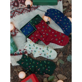 Christmas Tree Retro Cotton Stockings Calf Length Cute Gifts Series 4 Pairs