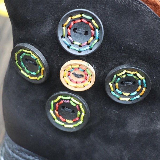 Retro Nubuck Boots For Womens Leather Platform Boots Black/Coffee