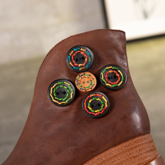 Retro Nubuck Boots For Womens Leather Platform Boots Black/Coffee