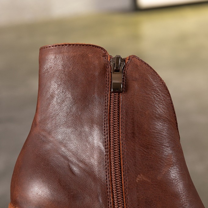 Retro Nubuck Boots For Womens Leather Platform Boots Black/Coffee