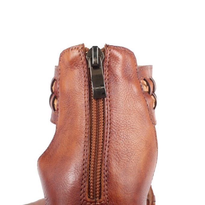 Handmade Genuine Leather Platform Sandals Rivets Coffee/Brown