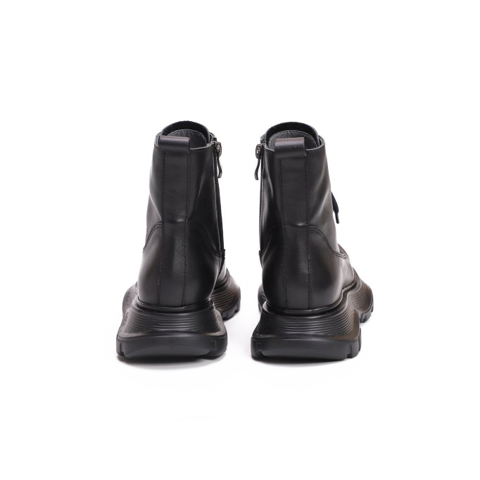 Winter Boots Handmade Genuine Leather Lace-Up Combat Boots Retro Chunky Martin Platform Boots Black/ Coffee