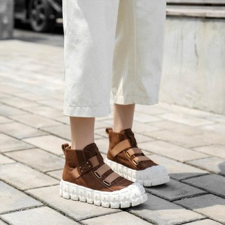 2020 Handmade Genuine Leather Martin Boots Retro Chunky Nubuck Ankle Boots Winter Boots Brown/Coffee