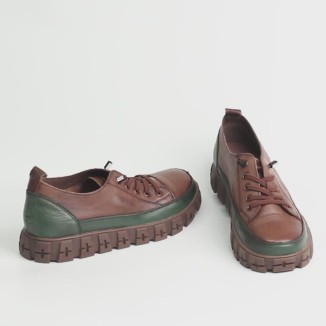 2021 Designer Shoes Oxford Lace Up Shoes Color Block Mori Girl Handmade Leather Shoes Brown/Coffee