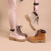 Women's Handmade High Lace-up Boot in Nubuck Calfskin Waterproof Platform Boots