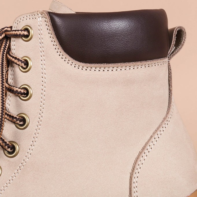 Women's Handmade High Lace-up Boot in Nubuck Calfskin Waterproof Platform Boots