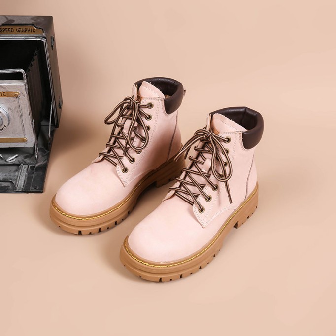 Women's Handmade High Lace-up Boot in Nubuck Calfskin Waterproof Platform Boots